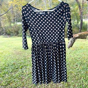 Forever 21 black dress with tan polkadots size small.